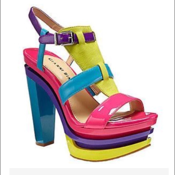 neon color block heels
